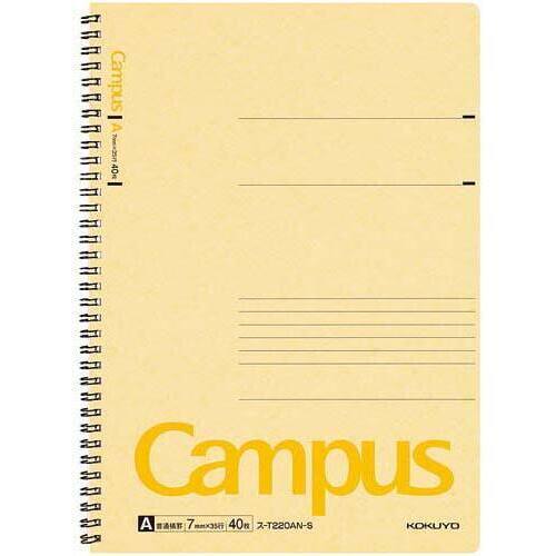 キャンパスツインリングＡ４　Ａ罫　４０枚　黄&times;５冊
