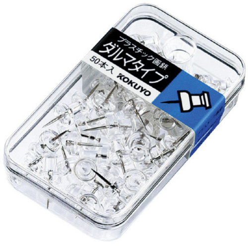 プラスチック画鋲　ダルマタイプ　５０本　透明Ｘ５