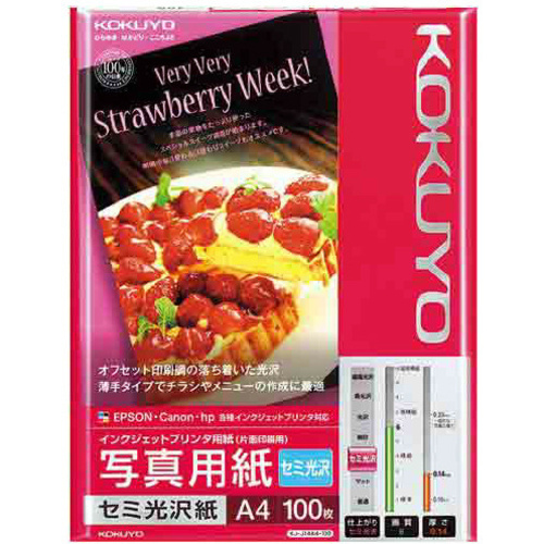 写真用紙　セミ光沢紙　Ａ４　１冊（１００枚）