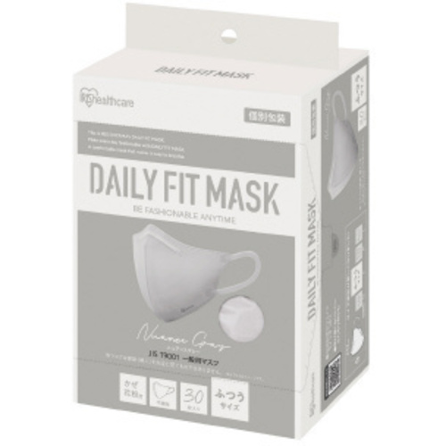 ＤＡＩＬＹ　ＦＩＴ　ＭＡＳＫ　立体　ふつうサイズ　３０枚入　ニュアンスグレー