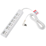 ＬＥＤ個別スイッチ付電源タップ　６個口　３ｍ　ホワイト　ＷＬＫ－６３（Ｗ）　■お取り寄せ品
