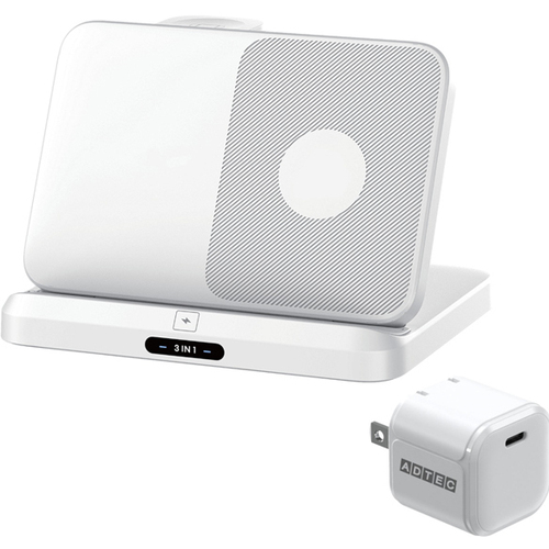 卓上　ワイヤレス充電スタンド　３ｉｎ１　スマホ・イヤホン・ウォッチ　＆　ＰＤ充電器　３３Ｗ　セット　■お取り寄せ品