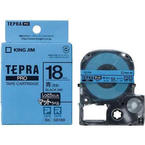 テプラＰＲＯテープ　マット空色ラベル　１８ｍｍ黒字