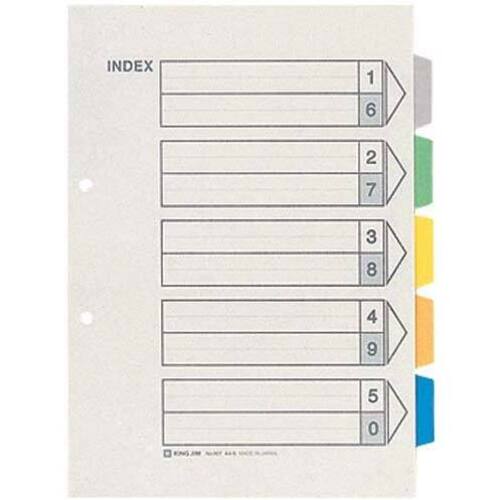 カラーインデックス　Ａ４縦　２穴　５山　１００組