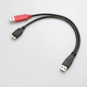 ダブルパワーＵＳＢ３．０ケーブル／Ｙ字／ｍｉｃｒｏＢ／ブラック／簡易パッケージ　■お取り寄せ品