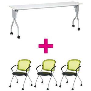 セット品　ＵＰ１８４５ＷＨ＆ＭＮチェア肘付グリーン　【組立サービス付】