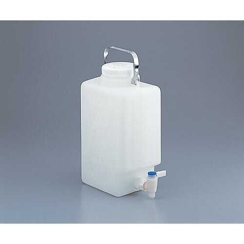 フッ素加工活栓付角型瓶　９Ｌ　２３２７－００２０
