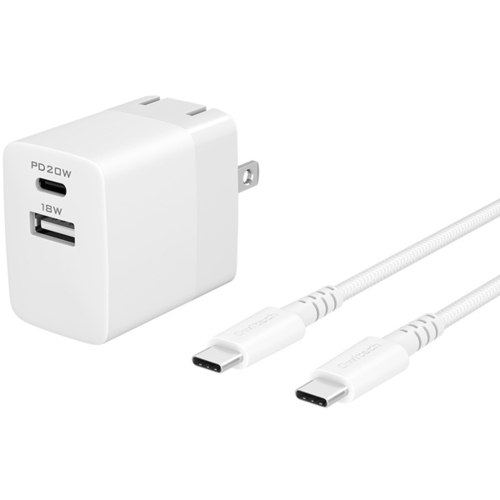 ＵＳＢ－Ｃケーブル同梱ＰＤ対応ＡＣ充電器　１．２ｍ　ホワイト　ＯＷＬ－ＡＰＤ２０ＡＣＣ１２－ＷＨ　■お取り寄せ品