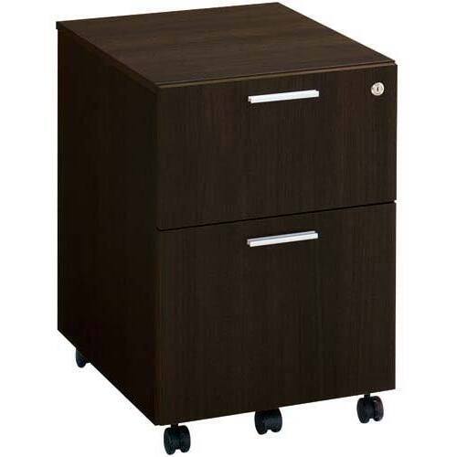 マネージメントＳ３７０ワゴン２段ウェッジブラウン　【組立サービス付】