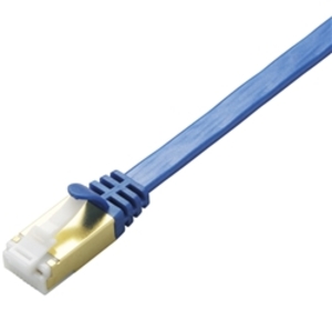 ツメ折れ防止フラットＬＡＮケーブル（Ｃａｔ７準拠）／１０ｍ／ブルーメタリック　■お取り寄せ品