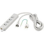 ３ピン式電源タップ　２重構造　ランプ＆変換アダプター付　４個口　３ｍ　ライトグレー　■２営業日内届