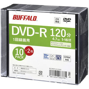 光学メディア　ＤＶＤ－Ｒ　録画用　１２０分　法人チャネル向け　１０＋２　ＲＯ－ＤＲ４７Ｖ－０１２ＣＷＺ　■２営業日内届