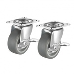 汎用キャスター　７５ｍｍ径　２個セット（フリーストッパー付き）ＴＰＲ製　ＣＳＴ－７５ＴＰ－ＦＲＳＴ２　■お取り寄せ品