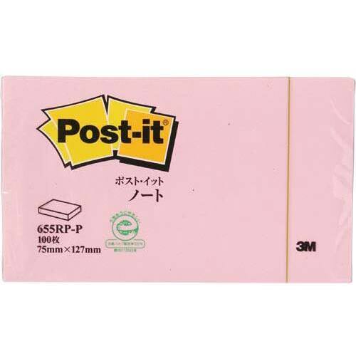 ポストイット　再生紙ノート７５×１２７　ピンク１冊