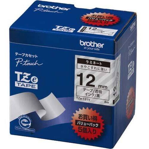 ピータッチ　ラミネート透明テープ１２ｍｍ黒文字５個
