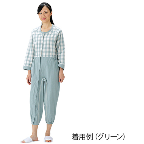 制菌前開き介護用ねまき　（ロック機能付）　グリーン／Ｍ　Ｍサイズ　グリ－ン色　８－１６１２－０２