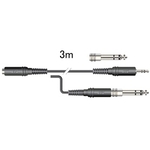 延長コード　ステレオミニジャック－ステレオ２ウェイプラグ　変換アダプター付　３ｍ　■お取り寄せ品