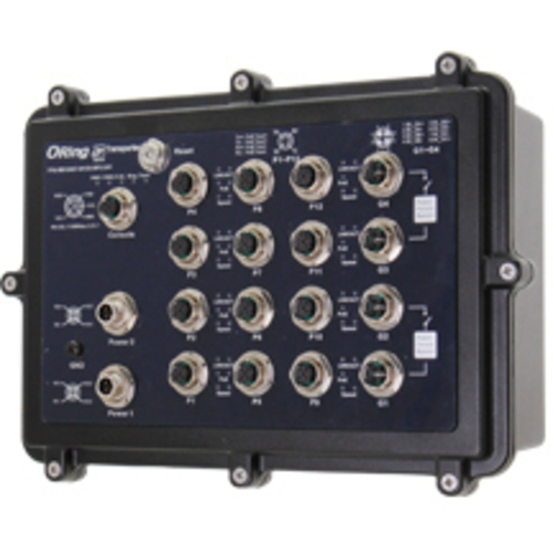 鉄道向け１６ポート管理型ＰｏＥイーサネットスイッチ　ＩＰ５４準拠　防水　ウォールマウント取付可能　■お取り寄せ品