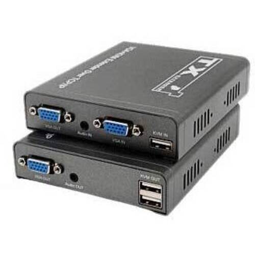 ＬＡＮケーブル利用ＶＧＡモニタＫＶＭエクステンダー／直結２００ｍ、ハブ経由で最大４００ｍ／送受信器セット　■お取り寄せ品