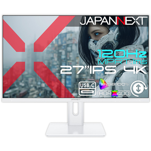 ゲーミングディスプレイ　２７型／３８４０&times;２１６０／ホワイト　ＪＮ－ＩＰＳ２７Ｇ１２０Ｕ－ＨＳＰＣ６－Ｗ　■２営業日内届