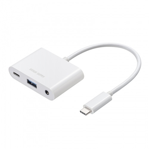 イヤフォンジャック付きＴｙｐｅ－Ｃハブ　ＵＳＢ－５ＴＣＰＡ２３Ｗ　■お取り寄せ品