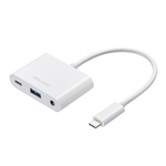 イヤフォンジャック付きＴｙｐｅ－Ｃハブ　ＵＳＢ－５ＴＣＰＡ２３Ｗ　■お取り寄せ品
