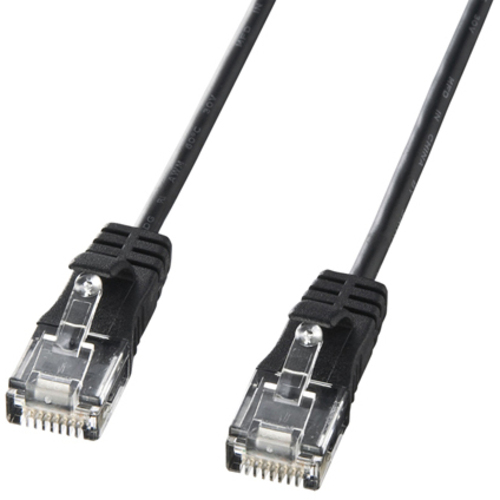 カテゴリ６準拠極細ＬＡＮケーブル（ブラック・０．１５ｍ）　ＫＢ－ＳＬ６－００１５ＢＫ　■お取り寄せ品