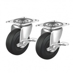 汎用キャスター　７５ｍｍ径　２個セット（フリーストッパー付き）ゴム製　ＣＳＴ－７５Ｅ－ＦＲＳＴ２　■お取り寄せ品