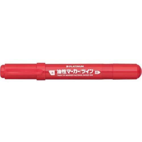 プラチナ油性マーカーツイン　太軸　赤　１０本入