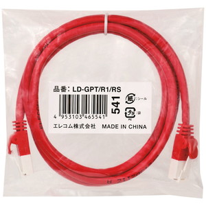 ＲｏＨＳ指令準拠ＬＡＮケーブル／ＣＡＴ６／爪折れ防止／１ｍ／レッド／簡易パッケージ　■お取り寄せ品