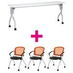 セット品　ＵＰ１８４５ＷＨ＆ＭＮチェア肘付オレンジ　【組立サービス付】