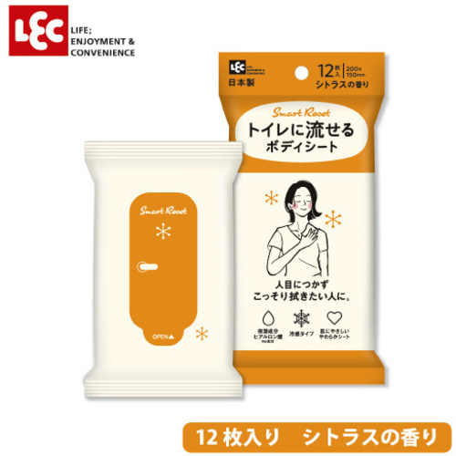 女性用流せるボディシート　シトラスの香り　１２枚×２０　【お取り寄せ品】８営業日以内届