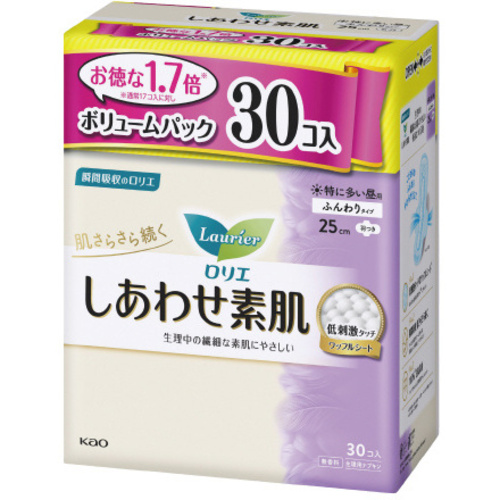 ロリエ　しあわせ素肌　ボリュームパック　特に多い昼用２５ｃｍ　羽つき　３０個&times;８