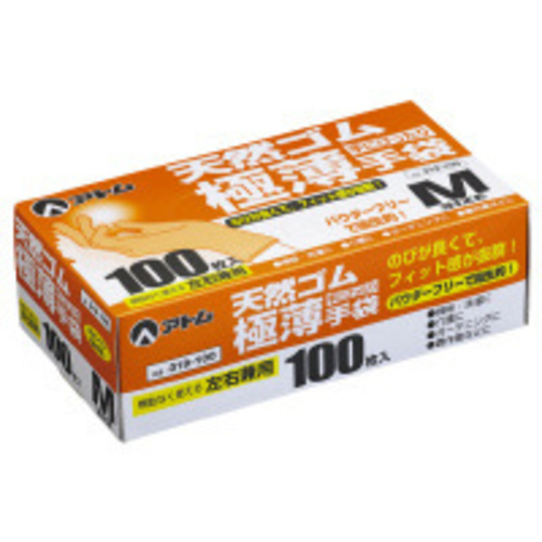 天然ゴム極薄手袋　１００枚入　Ｍ&times;５