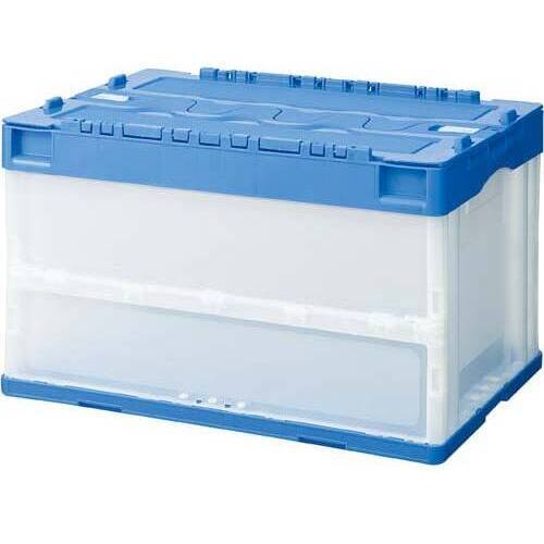 【超ＳＡＬＥ対象品】折りたたみコンテナフタ一体型　５０Ｌブルー１５個入