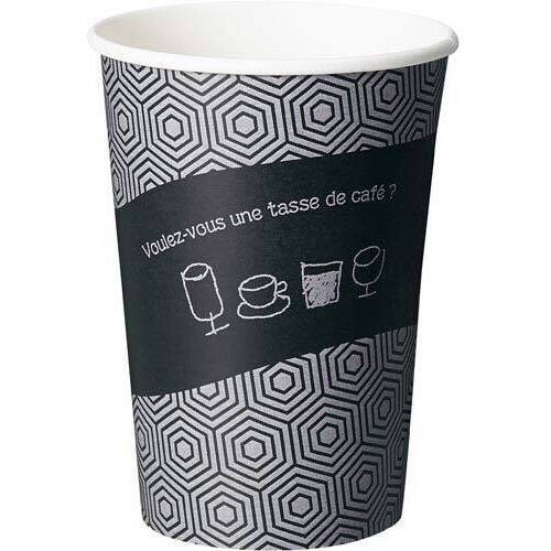 厚紙カップ　カフェ柄　１４オンス　５０個