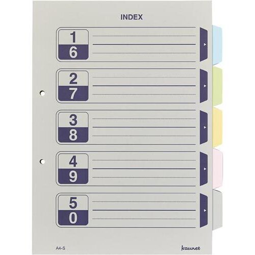カラー仕切カード　Ａ４縦　２穴　５山　１０組×２０
