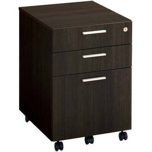 マネージメントＳ３７０ワゴン３段ウェッジブラウン　【組立サービス付】