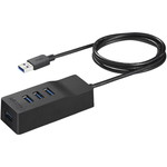 ＵＳＢ３．０セルフパワーハブ　上挿し／４ポートタイプ　ＴＶ背面取り付けキット付き　ブラック　■お取り寄せ品