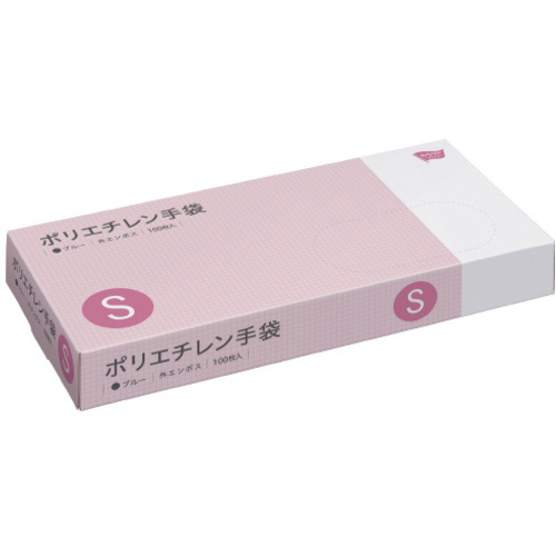 ポリエチレン手袋外エンボス　Ｓブルー１００枚×５