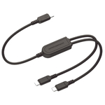 ＵＳＢ充電＆同期ケーブル　自動分配１．２ｍ　Ｃ－Ｃ＆Ｃ　ＵＳＢ－ＰＤ対応　１００Ｗ　ブラック　■お取り寄せ品