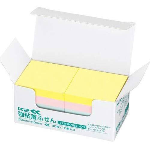 強粘着ふせん　Ｋ２　５０×５０　パステル混色１０冊