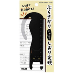 ぶらさがりにゃんこしおり定規クロ　５枚入　【お取り寄せ品】７営業日以内届