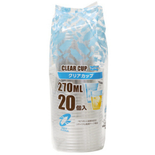リサイクルクリアカップ２７０ＭＬ　２０個入&times;５　【お取り寄せ品】９営業日以内届