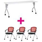 セット品　ＵＰ１８６０ＷＨ＆ＭＮチェア肘付レッド　【組立サービス付】