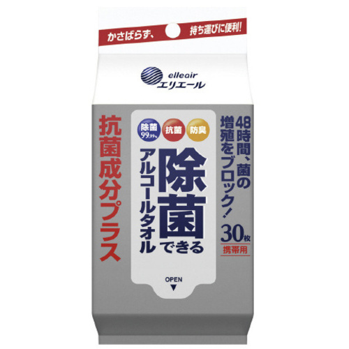 除菌できるアルコールタオル　抗菌成分プラス携帯６個