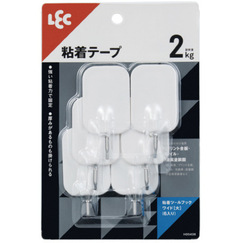 粘着ツ－ルフックワイド（大）６個入