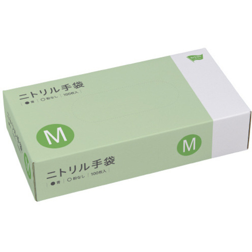 ニトリル手袋　粉無　ブルー　Ｍ　１００枚×５