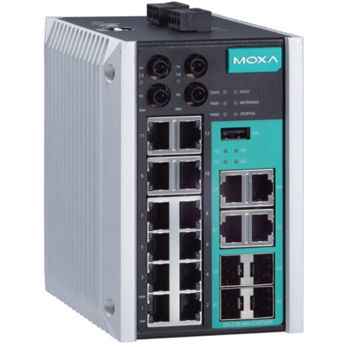 ギガビットマネージドイーサネットスイッチ、ＳＴコネクター　ＥＤＳ－５１８Ｅ－ＭＭ－ＳＴ－４ＧＴＸＳＦＰ　■お取り寄せ品