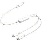 ＵＳＢ充電＆同期ケーブル　自動分配１．２ｍ　Ｃ－Ｃ＆Ｃ　ＰＤ１００Ｗ　ＷＨ　ＡＪ－６８０　■お取り寄せ品